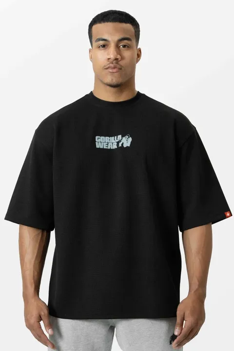 Idaho Oversized Waffle T-Shirt - Black