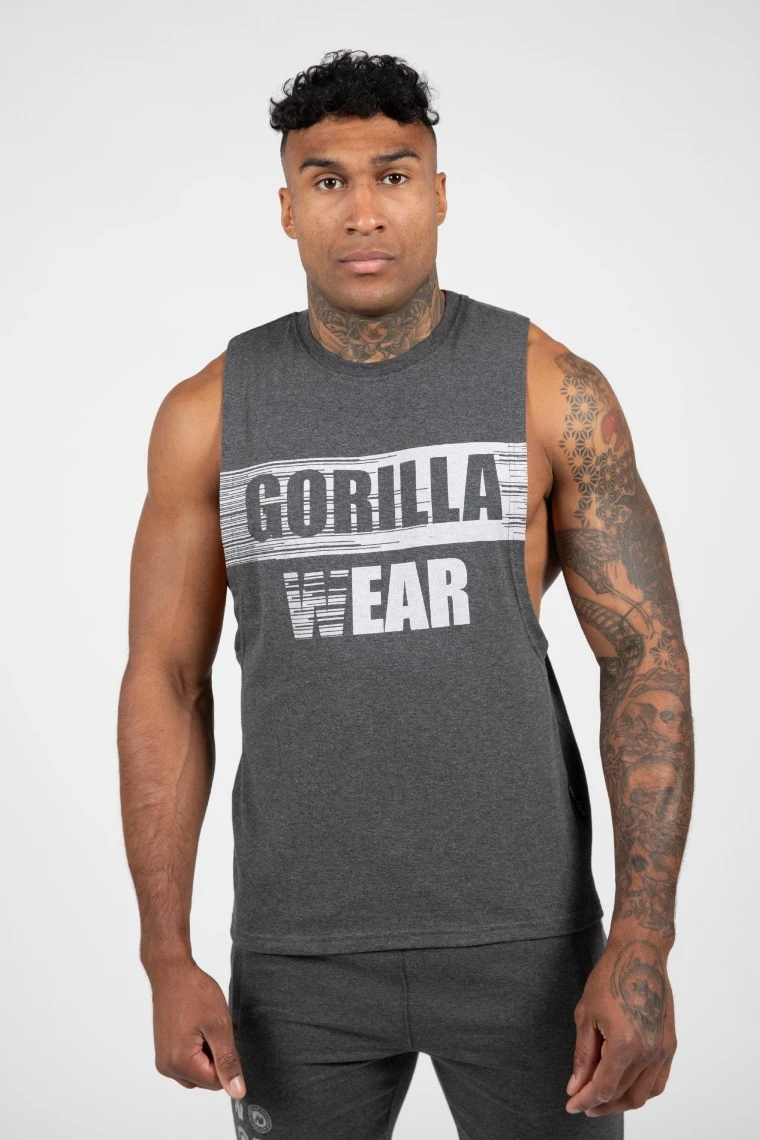 Lopez Drop Armhole Tank Top - Dark Gray Melange - Image 1