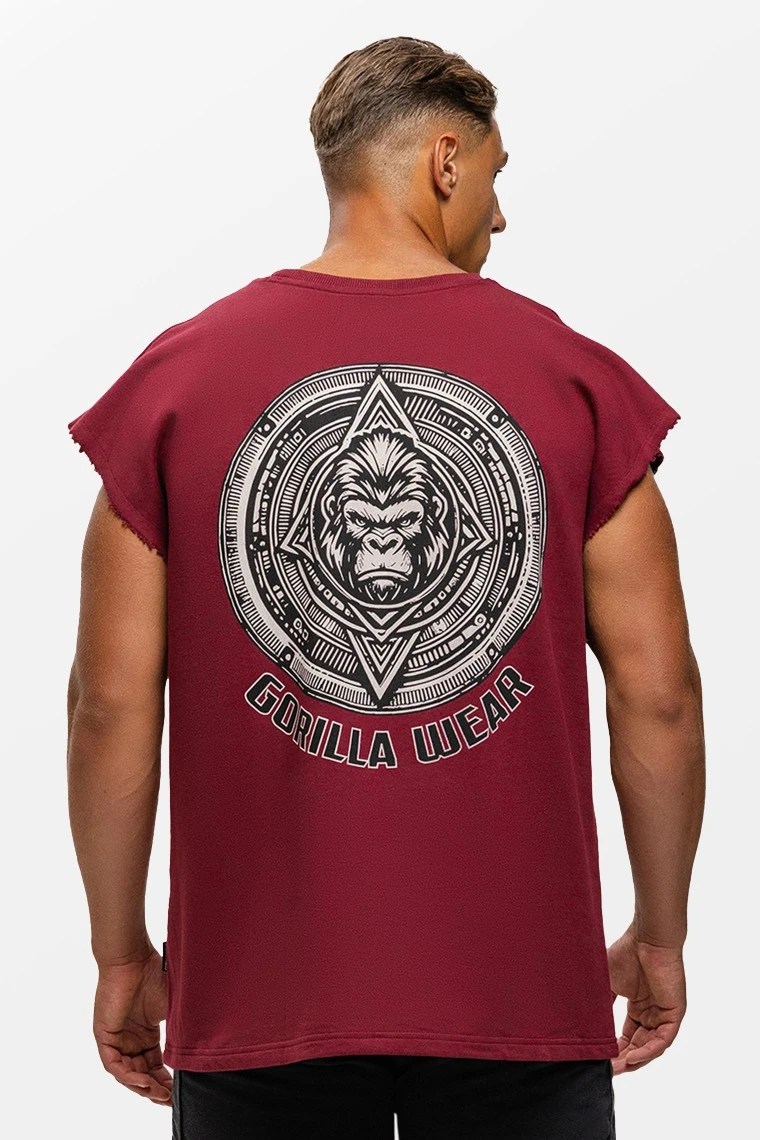 Bouse Cut Off Tank Top - Burgundy - Image 1