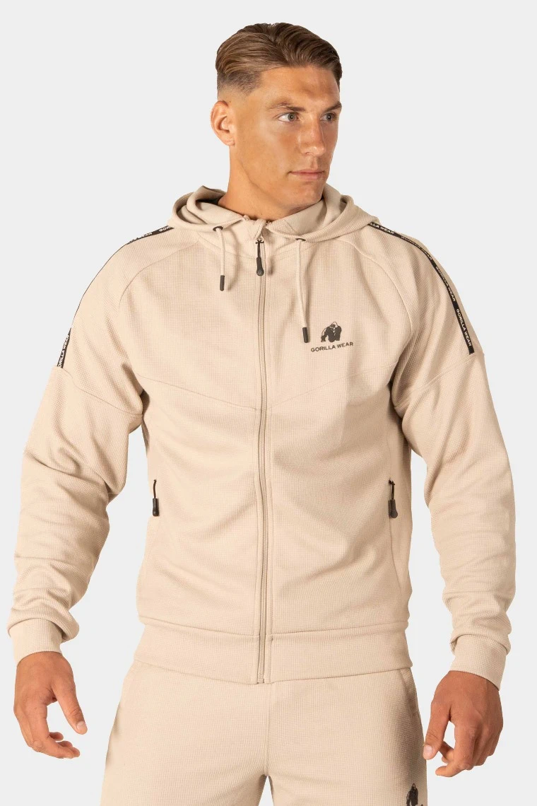 Harvey Hooded Track Jacket - Beige - Image 1