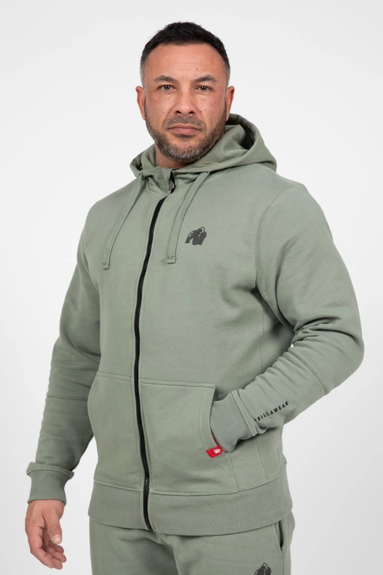 Leon Zipped Hoodie - Green - Image 1