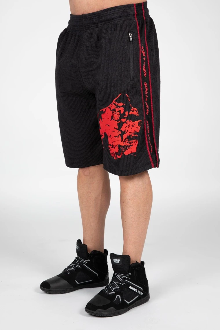 Buffalo Old School Workout Shorts - Black/Red - Image 1
