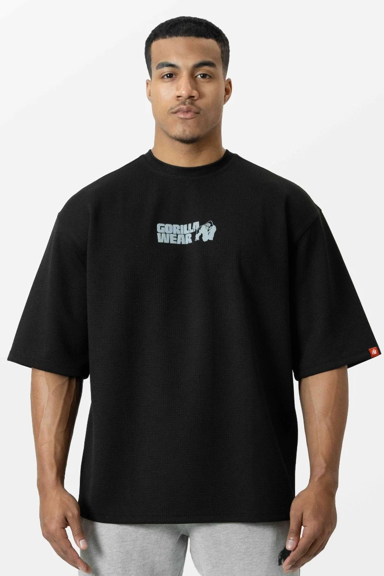 Idaho Oversized Waffle T-Shirt - Black - Image 1